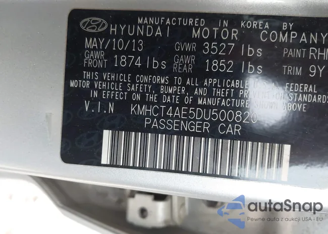 KMHCT4AE5DU500820: 43784688