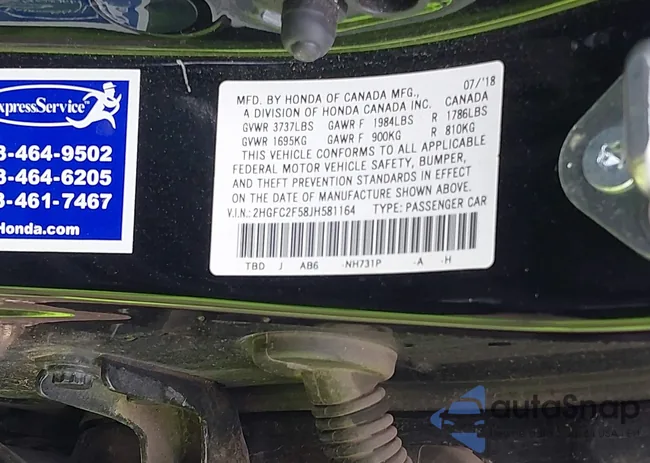 2HGFC2F58JH581164: 43784775