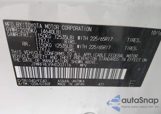 JTMRFREV9HD203116: 43784906