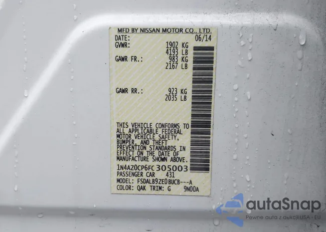 1N4AZ0CP6FC305003: 43784924