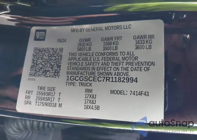 1GCGSCEC7R1182994: 43784933