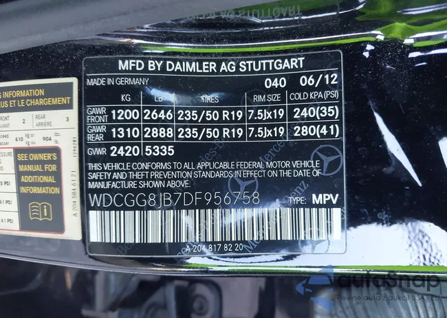 WDCGG8JB7DF956758: 43784958