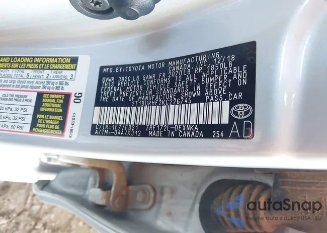 2T1BURHE2KC226745: 43786114