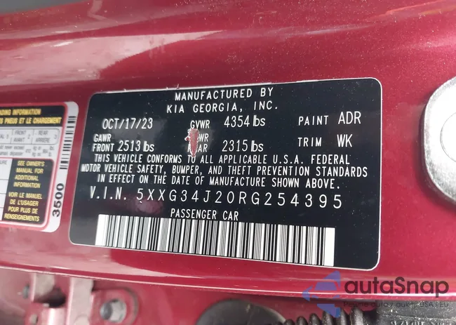 5XXG34J20RG254395: 43786138