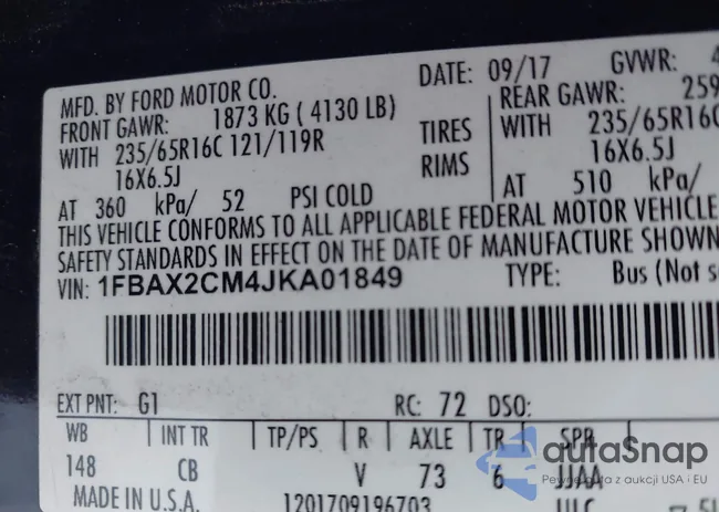 1FBAX2CM4JKA01849: 43786275