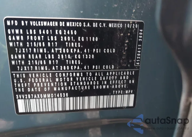 3VV2B7AX5MM014536: 43786305