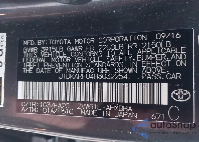 JTDKARFU4H3032254: 43786341