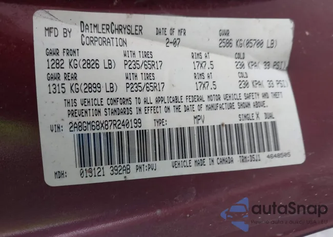 2A8GM68X87R240199: 43786498