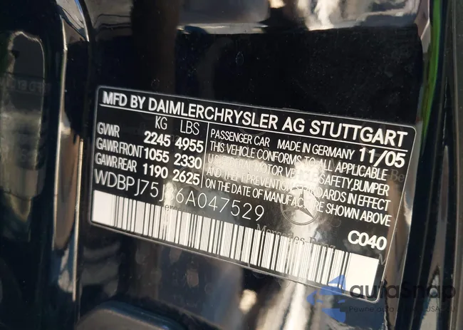 WDBPJ75J36A047529: 43785598