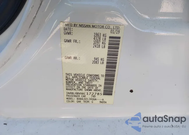 1N4BL4BVXKC172785: 43785652