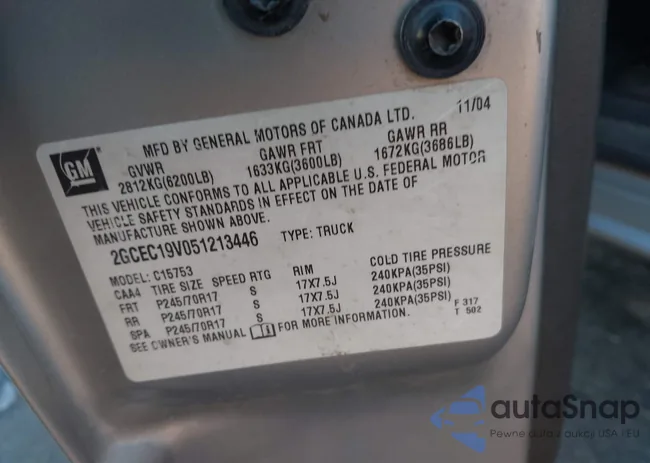 2GCEC19V051213446: 43785685