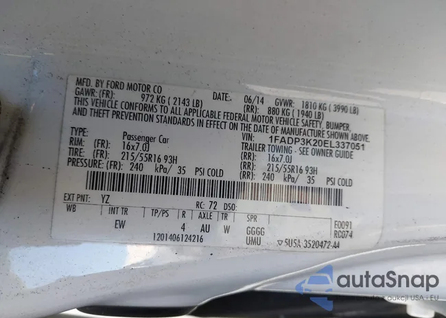 1FADP3K20EL337051: 43785698