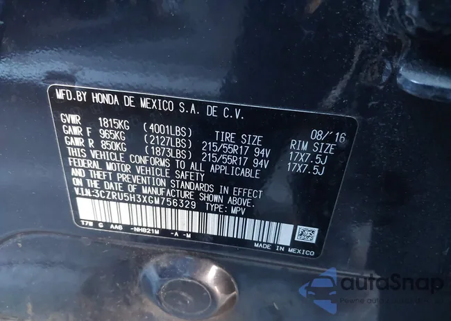 3CZRU5H3XGM756329: 43785753