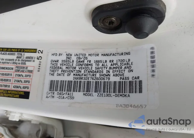 1NXBR32E76Z600679: 43785775