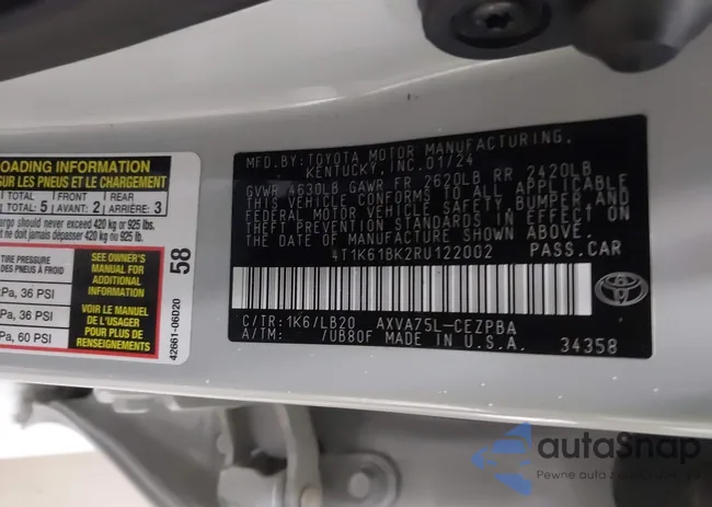 4T1K61BK2RU122002: 43785786