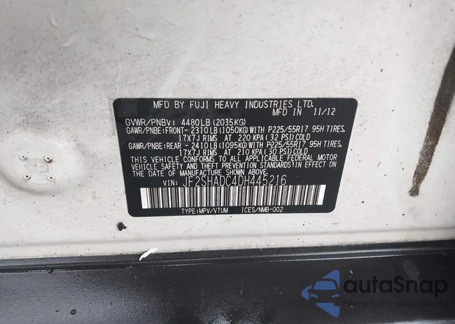 JF2SHADC4DH445216: 43785795