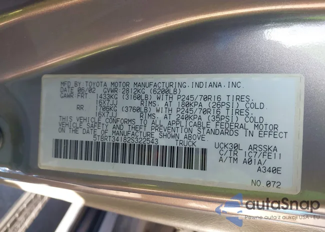 5TBRT34182S322543: 43785924