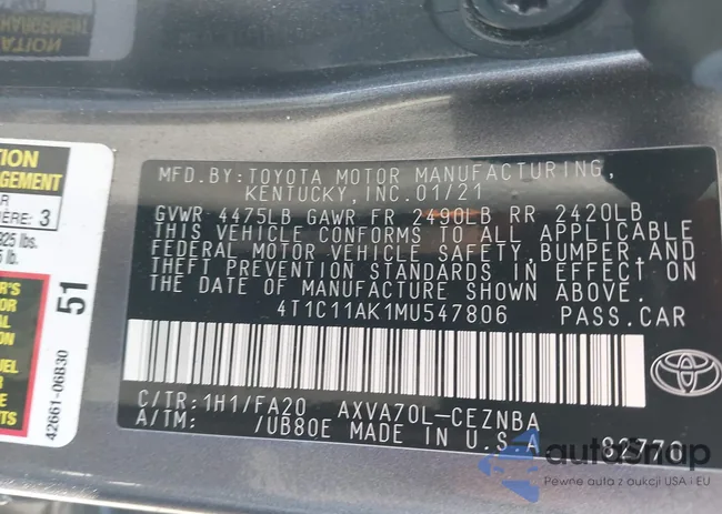 4T1C11AK1MU547806: 43785943