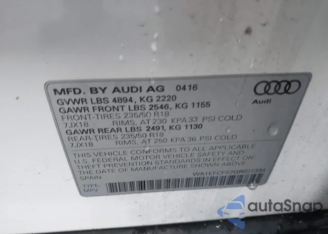 WA1EFCFS7GR022334: 43787012