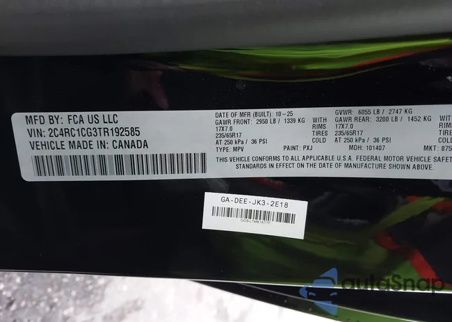 2C4RC1CG3TR192585: 43787074