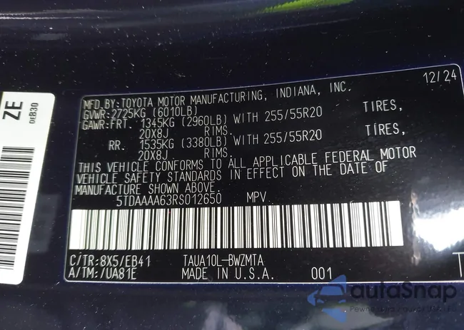 5TDAAAA63RS012650: 43787180