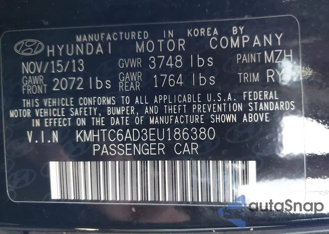 KMHTC6AD3EU186380: 43787362