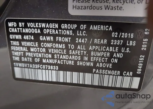 1VWBV7A33FC073833: 43787383