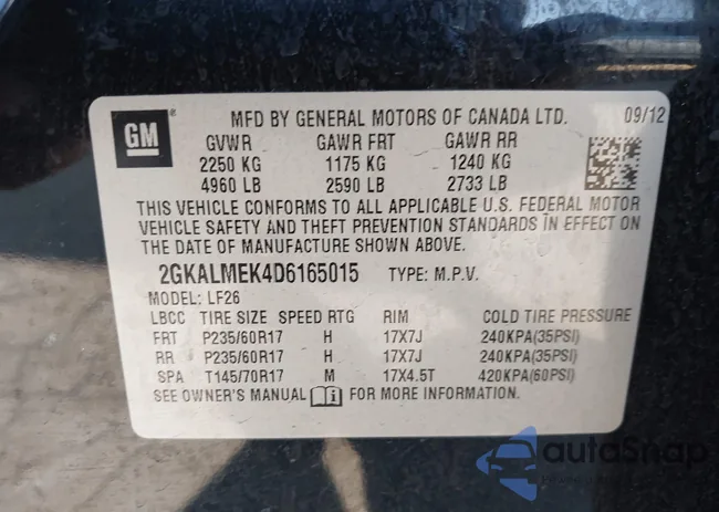 2GKALMEK4D6165015: 43787451