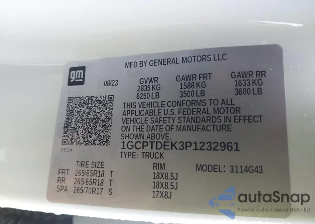 1GCPTDEK3P1232961: 43786638