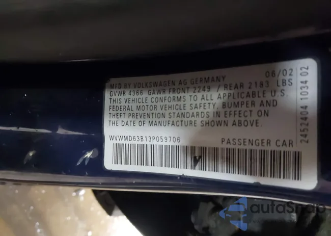 WVWMD63B13P059706: 43788004