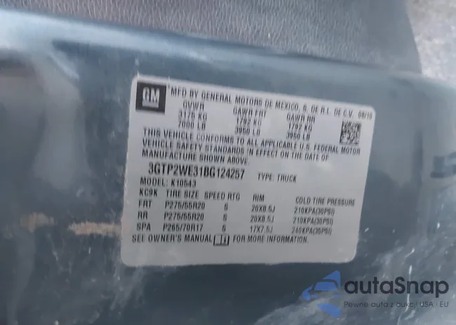 3GTP2WE31BG124257: 43788070