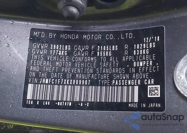 JHMFC1F7XKX009907: 43788103