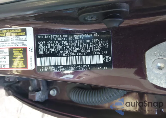 4T1BK3DB0BU435947: 43788400