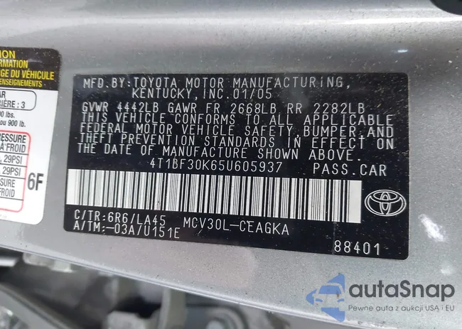 4T1BF30K65U605937: 43788537