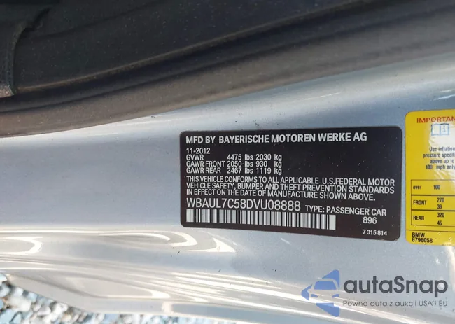 WBAUL7C58DVU08888: 43788539