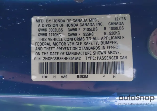 2HGFC3B36HH354642: 43787557