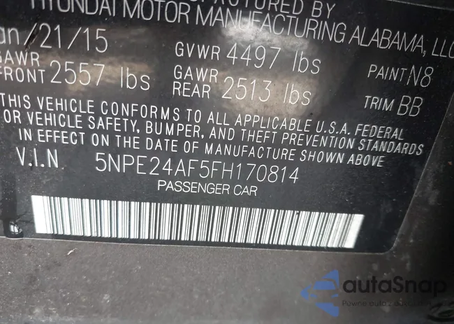 5NPE24AF5FH170814: 43787583