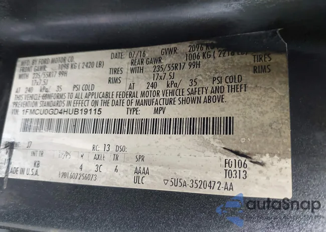 1FMCU0GD4HUB19115: 43787656