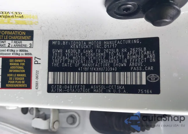 4T1BF1FKXHU733940: 43787674