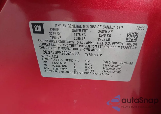 2GNALDEK9F6243665: 43787688