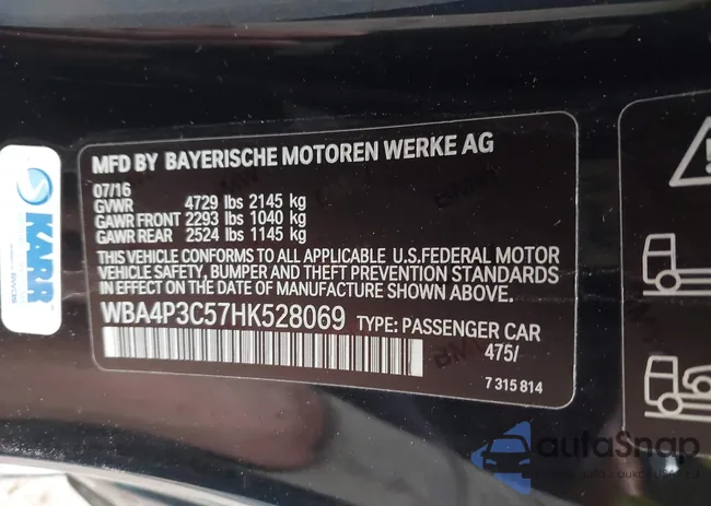 WBA4P3C57HK528069: 43788973