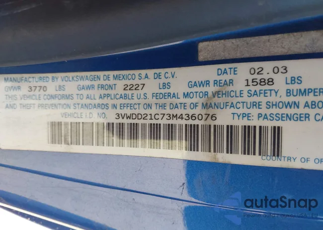 3VWDD21C73M436076: 43789072