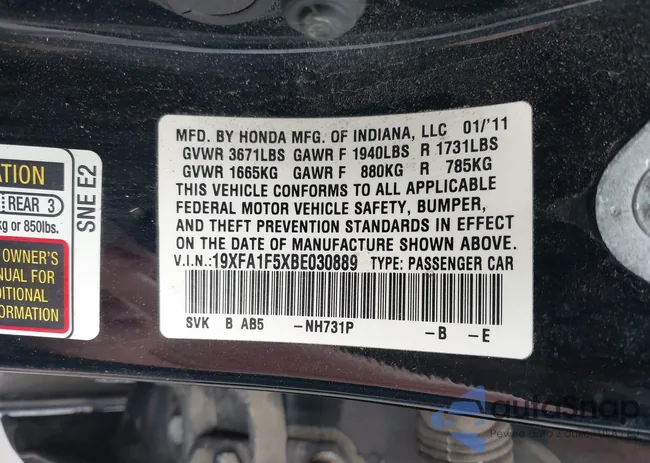 19XFA1F5XBE030889: 43789087