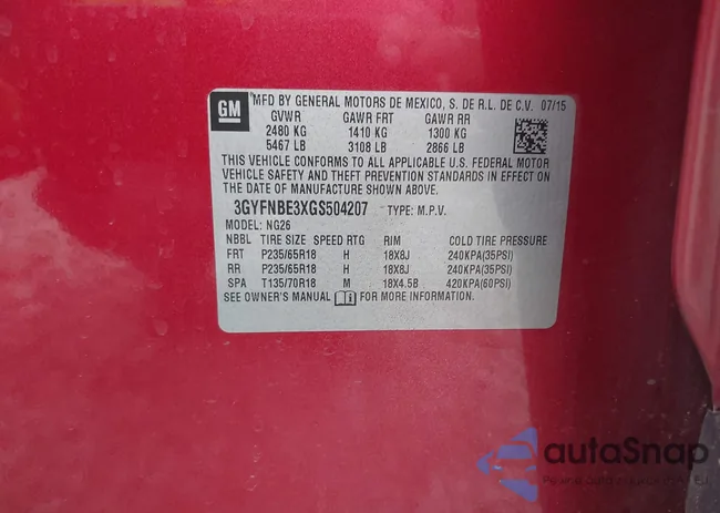 3GYFNBE3XGS504207: 43789172