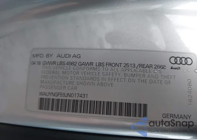 WAUYNGF59JN017431: 43789177