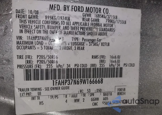 1FAHP37N69W166668: 43789281