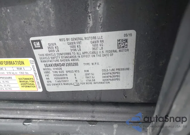 5GAKVBKD4FJ365288: 43788702