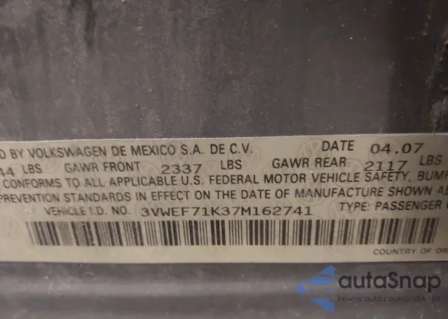 3VWEF71K37M162741: 43788749