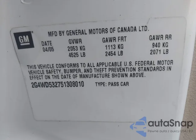 2G4WD532751308010: 43788815