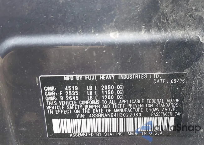 4S3BNAN64H3022980: 43790008